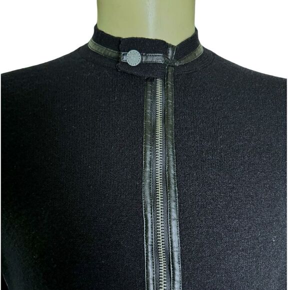 Armani Exchange Zip-up Bomber Silhouette Mock Neck Sweater w/Leather Trim Sz L - Picture 4 of 9